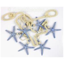 Nautical Starfish Hanging Decoration - Coastal Rope Garland with 6 Blue Starfish