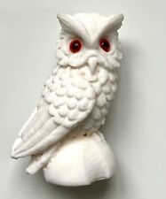 White Owl Figurine Salt Crystal Stone 9 cm 3.5 Inches Chip On Base Bird Ornament