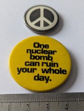 CND Anti Nuclear Vintage Pin Badges One Rusty To Rear
