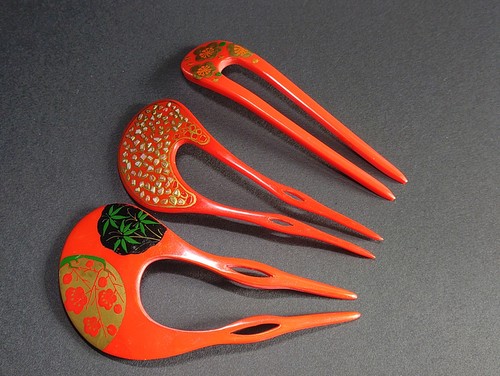 Three japanese hairpin antique - hairpin,