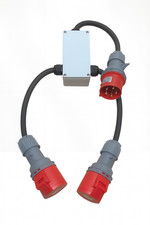 32A 5 Pin 3 Phase Splitter Lead to 2×32A Sockets 415V HO7RN-F Industrial 0.5/2m