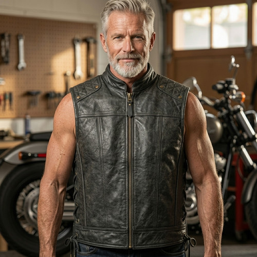 Handmade men black leather - handmade, men's