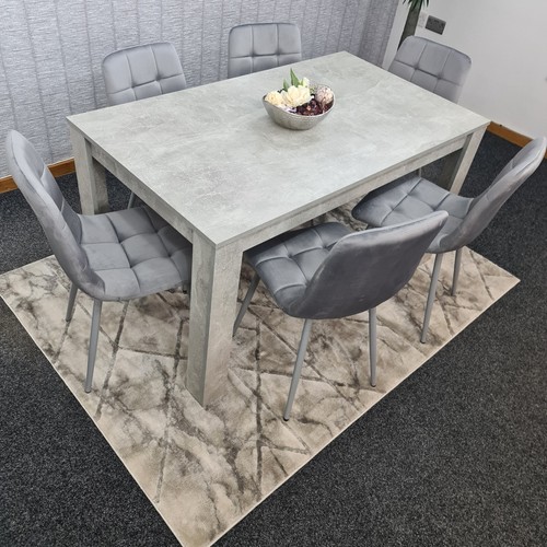 Grey dining table and chairs - dining, 6