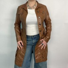 Miss Sixty brown faux leather trench coat with belt Size Small