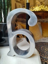 Very large silver metal heavy bookend letter shabby chic used