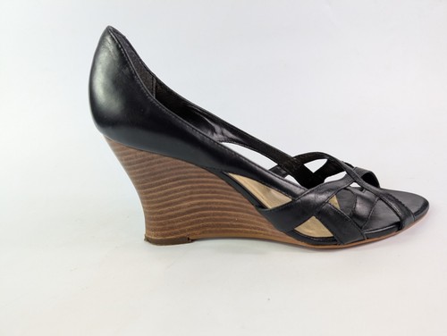 Faith black leather wedge - leather,