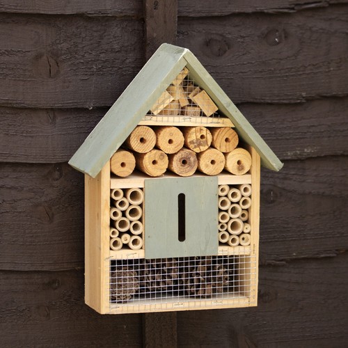 Green wood insect hotel - wood, garden