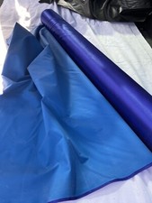1 Metre  Blue Satin Rubber Proofed Fabric Material Sewable
