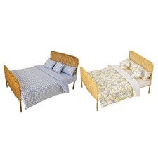 1:6 Bed with Mattress Rattan Bed Realistic DIY Fitments Miniature Furniture Room