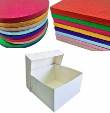 Colour Cake Drum Board & White Box + Lid Combo Pack for Wedding, Birthday Cakes