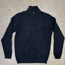 Mens black Superdry Jumper Essential EMB Half Zip Knit  Wool in large 