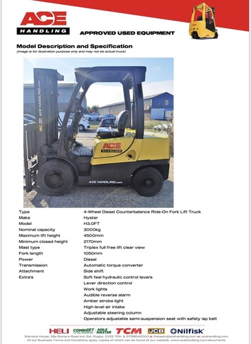 Hyster 0ft container spec - h3.0ft,