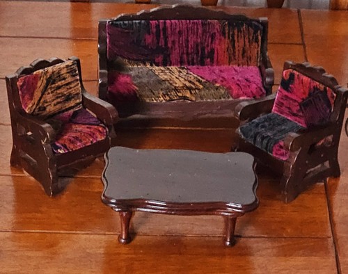 Vtg wood dollhouse living - wood,