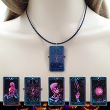 Gothic Black Tarot Card Pendant Necklace Retro Choker Halloween Vintage Vampire