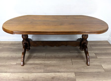 DINING TABLE Large Oval Malaysian Hardwood Double Pedestal Base FREE DELIVERY
