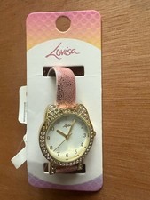 LOVISA KIDS DIAMNTE & GLITTER CAT FAUX LEATHER WATCH RRP £16.50*NEW*