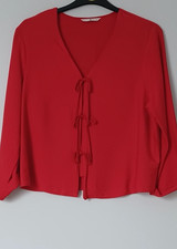 Ladies TU  Red Blouse  Tie Front 3/4 Sleeves size 14 size New