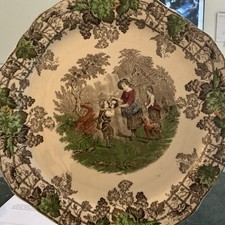 Copeland Spode Byron Series No.2 Plate – Countryside Scene with Grape Border