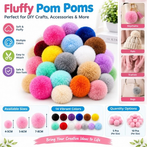 10pcs fluffy pompoms - fluffy,