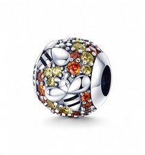 Bumble Bee Bead Charm For Bracelets S925 Sterling Silver