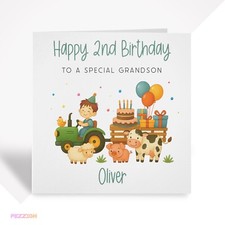 Personalised Tractor Birthday Card for Boy Son Grandson Nephew 1st 2nd 3rd 4th