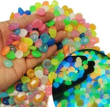 100 Glow In The Dark Pebbles Luminous Stones Garden Walkaway Aquarium Fish Tank
