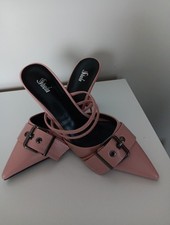 Ladies Pink Mule Style Sandal With  Heel Size 4 Never Worn