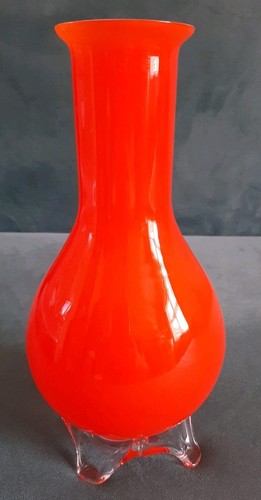 Vintage orange vase - orange, chinese