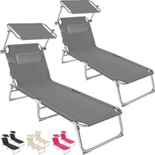 2x Sun Lounger Removable Pillow Summer Shade Garden Terrace Patio Beach Set New