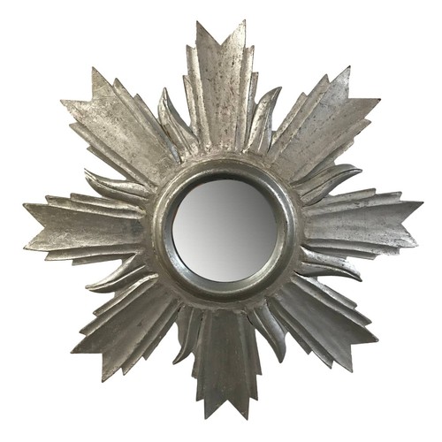 Silver wall mirror starburst - silver,