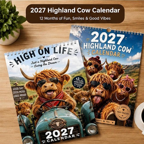 2027 funny highland cow wall - 2027,