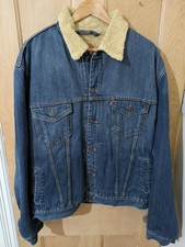 Levi's Vintage Denim Jacket 71550 Sherpa Lined Truckers Size Mens XL Blue 