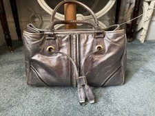 Dents Leather Bag Medium Shoulder Handbag 1777 Silver Metallic Leather  36cm