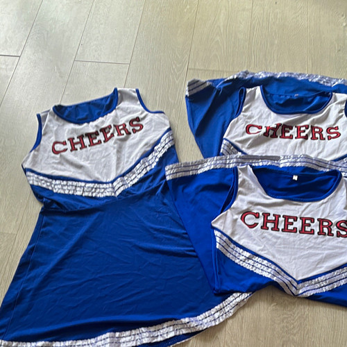 Blue white cheers adult - 3x, "cheers"