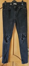 Mens Topman Spray On Black Washed Look Skinny Ripped Denim Jeans  Size 32R