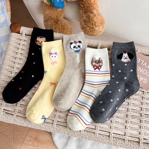 Cotton mid calf socks cartoon - mid-calf,