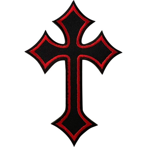 Black red cross patch iron - black,