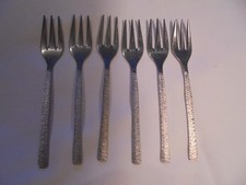 VINTAGE VINERS STUDIO STAINLESS STEEL SET OF SIX PASTRY FORKS CAKE GERALD BENNEY