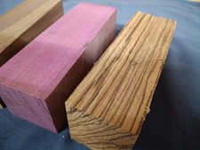 Exotic wood turning blanks Purpleheart, Black walnut, Zebrano Spindle blanks