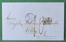 CHILE 1858 pre stamp cover Valparaiso to Voltri via Genova London Paris   (Y149)