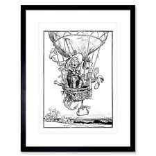 William Heath Robinson Uncle Lubin Hot Air Balloon Framed Art Print 12x16 Inch