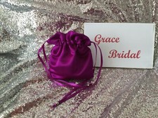 VIOLET PLAIN DUCHESS SATIN DOLLY BAG MAID. PROM  FLOWER GIRL *UK MADE/SELLER*