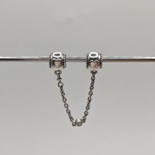 Genuine Pandora Clear Embossed Heart Safety Chain ALE 925 796457CZ