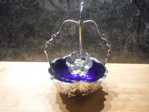 Vintage cobalt glass sugar - vintage,