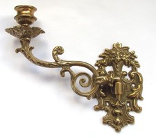 Vintage Ornate Brass Wall/Piano Sconce Candle Holder - VGC