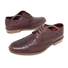 Lambretta Harvey Brogue Mens Burgundy Leather Smart Wingtip Shoes UK 8