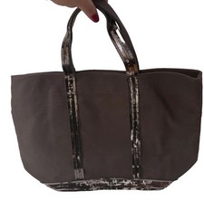 Vanessa Bruno Canvas and sequins Medium Cabas Tote - Anthracite (Dark Gray)