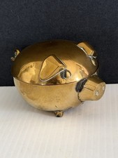 Brass Pig Trinket Box Dish