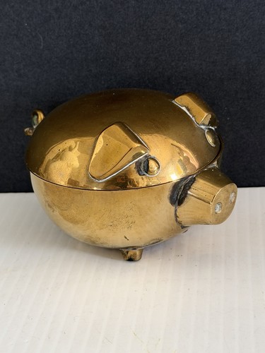 Brass pig trinket box dish - trinket,