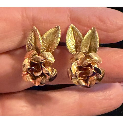 Krementz rose earrings - rose,